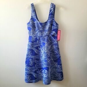 Vintage Tracy Reese, Blue and White Dress. Size 2
